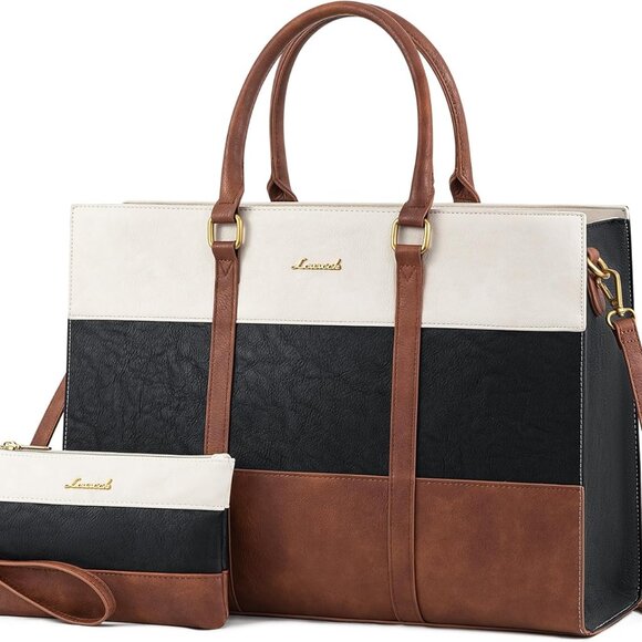 Laptop Bag for Women, 15.6 Inch Work Bags for Women, Vintage Leather Laptop Tote - Picture 1 of 9